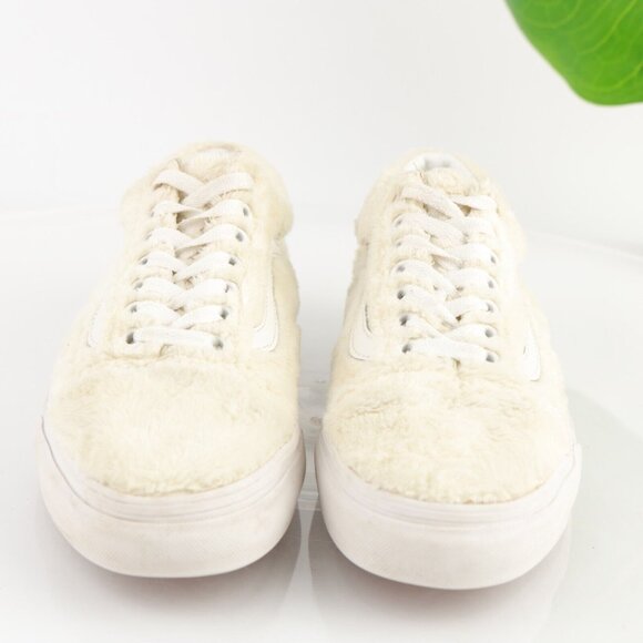Vans Womens Old School Sneaker Size 8 White Sherpa Furry Lace Up Skate Shoe - Picture 4 of 12